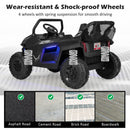 12V Electric Ride-On Truck with Triple Safety Belts and Secure Locking Doors for Kids up to 130 LBS - Black