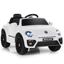 12V Licensed Volkswagen Beetle Ride-On Car for Kids with Music and Remote Control - White