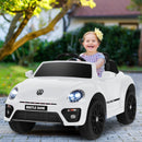 12V Licensed Volkswagen Beetle Ride-On Car for Kids with Music and Remote Control - White