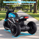 Blue 6V Children’s Motorcycle with Music, Storytelling, LED Lights, Accelerator Pedal, and Tri-Wheel Design