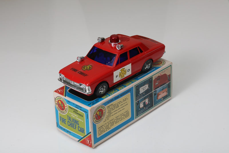 Vintage Japanese Friction-Powered Talking Police Car Toy