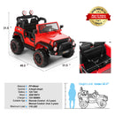Red 12V Battery-Powered Kids Ride-On Truck with MP3, LED Lights, Remote Control, and Cover