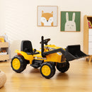 12V Electric Ride-On Excavator Digger Toy with Lights and Music for Kids