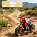 Red 6V Children's Electric Motorcycle Toy with Stabilizing Wheels