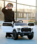 White 12V Remote-Controlled Ride-On Car with 4-Wheel Shock Absorption for Kids Aged 3-6