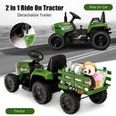 Kids' Electric Dark Green 12V Tractor with Removable Trailer