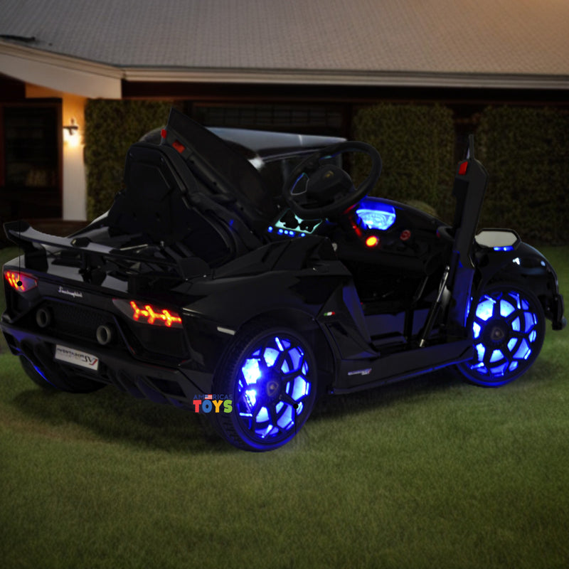 Kids Ride-On Licensed Lambo RC Car with MP4 Player and LED Wheels in Multiple Colors