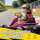 Pink 24V Electric Drift Go Kart for Kids Ages 8-12 with Dual Speed Options