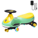 12V Rechargeable Wiggle Car and Swing Combo for Kids - Green