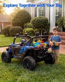 Blue 24V Remote-Controlled Ride-On Car for Children Aged 3-8
