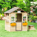 Wooden Outdoor Playhouse for Kids Garden Pretend Play and Adventure Cottage
