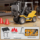 1/64 Scale Mini RC Yellow Forklift Toy with Dual Lift Fork and Hook功能