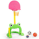 Adjustable 3-in-1 Basketball Hoop Set for Kids with Activity Center and Balls