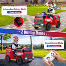 12V Electric Car Toy with Water Cannon, Communication System, Shovel, Wrench, and Music Features