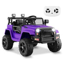 12V Electric Purple Ride-On Truck for Kids with Remote, Music, and Lights