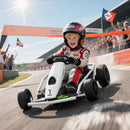 White 24V Electric Drift Go Kart for Children Aged 8 to 12 with Dual Speed Options