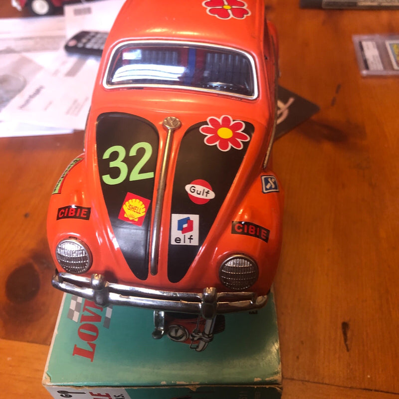 Working Vintage Battery Operated VW Beetle Toy Car from Japan with Box