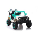 Electric Ride-On Car for Kids with Remote Control, White and Green, LED Lights and Sound Features