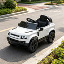 White 12V Electric Ride-On Car for Kids with Remote Control and Lights