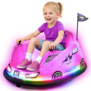 Pink 12V Light-Up Bumper Car for Kids - Indoor and Outdoor Fun