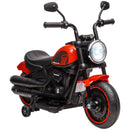Red 6V Kids Motorcycle with Training Wheels and One-Button Start