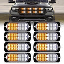 8-Pack Amber and White Flashing Grill Lights for 12-24V Trucks