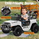 OROFULL White 12V Electric Ride-On Car with Remote Control and Music for Kids