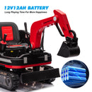 Dual Function 12V 360° Red Kids Ride-On Excavator with Remote Control