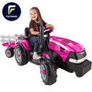 Pink 12 Volt Battery Powered Ride-On Tractor and Trailer for Girls