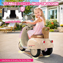 Beige 12V Electric Scooter for Kids 3-6 with Backrest and Bluetooth Music