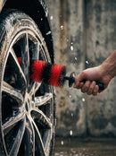 TAKAVU Long-Handled Soft Bristle Wheel & Tire Cleaner Brush (Red)