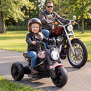 Pink 6V Children's Motorcycle with Music, Stories, LED Lights, Accelerator Pedal, and Three Wheels