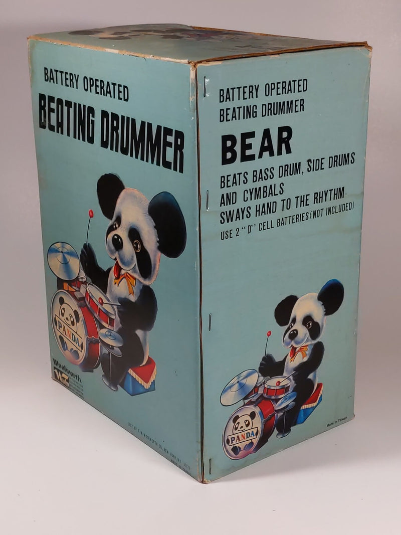 Vintage Battery Operated Panda Bear Drummer Toy with AI Features
