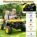 24V Remote-Controlled Dump Truck with Dump Bed, Shovel, Music, and Soft Start