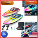 BEZGAR HJ825B Remote Control Boat Set - 10-inch Red and Blue with LED Lights, 120 Minutes Playtime, 15 KPH Speed