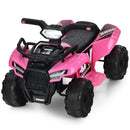 Honeyjoy 6V Electric Pink ATV Quad Ride-On Car for Kids with LED Lights and MP3