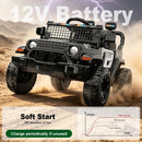 Kids' 12V Police Black Ride-On Car with Parental Remote Control