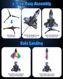 200FT Auto-Launch Rocket Toy with LED Parachute for Outdoor Fun
