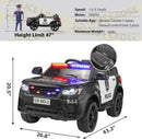 TOBBI Kids Police Car Ride-On with Remote Control for Parents
