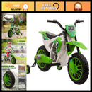 Green 12V Electric Motorcycle for Kids with Treaded Tires and 5mph Speed