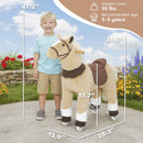 Brown Plush Pony Ride-On Toy with Wheels for Toddlers
