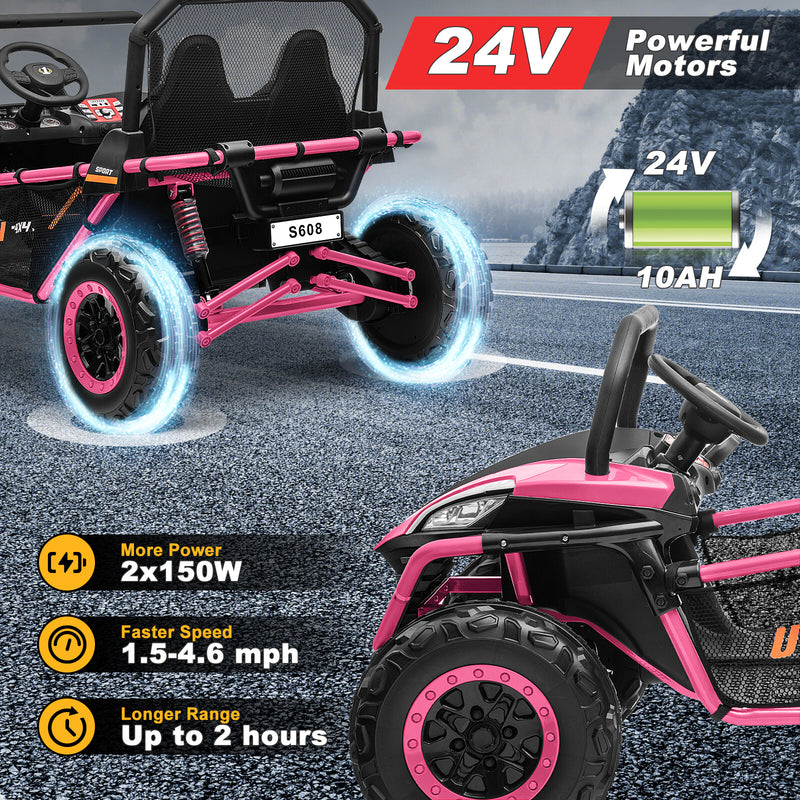 24V Electric Kids 2-Seater Ride-On UTV Truck with 300W Motor, EVA Wheels, and Remote Control