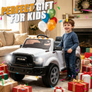 RAM 2500 White Electric Pickup Truck for Kids with Remote Control and 3 Speed Options