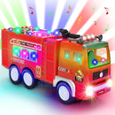 Musical Fire Truck Toy with 4D LED Lights and Automatic Bumping Action