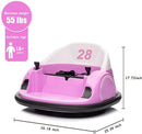 12V Remote Control Bumper Car for Kids with 360 Spin, LED Lights, MP3, and USB - Pink