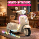 Beige 12V Electric Scooter for Kids 3-6 with Backrest and Bluetooth Music