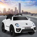 12V Licensed Volkswagen Beetle Ride-On Car for Kids with Music and Remote Control - White