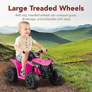 6V Hot Pink Kids ATV Quad 4-Wheeler Toy Car with Treaded Tires and Push-Button Feature