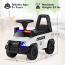 OLAKIDS White Police Car Ride-On Toy for Toddlers Aged 1-3