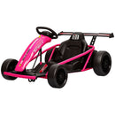 Children's Pink Electric Drift Kart with Dual Motors and Soft Start, 24V 7AH, 8.1 MPH
